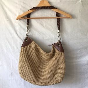 The Sak Crochet Leather Hobo Boho Shoulder Bag